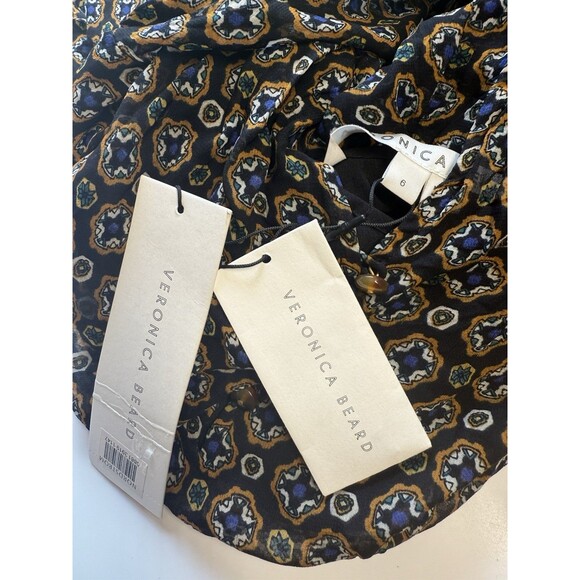 Veronica Beard Sacco Smocked Long Sleeve Mini Dress Sz 6 New - Picture 9 of 10